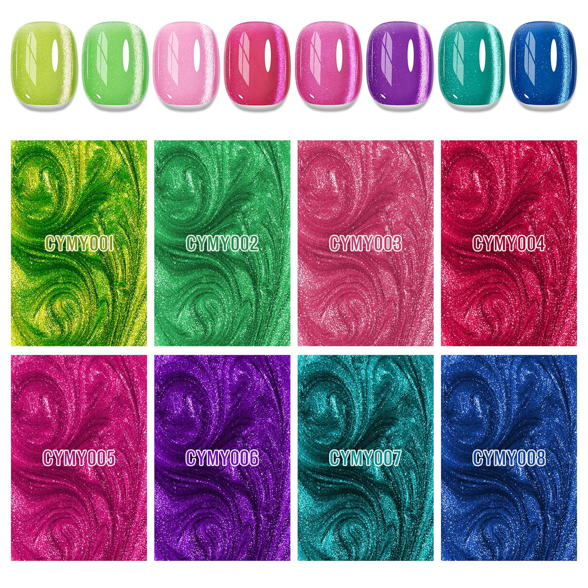 MIZHSE Cat Eye Gel Nail Polish, Neon Magnetic Gel Polish with Magnet Stick, Summer Colors Hot Pink Green Soak Off Nail Art Manicure Salon Home DIY Gift for women