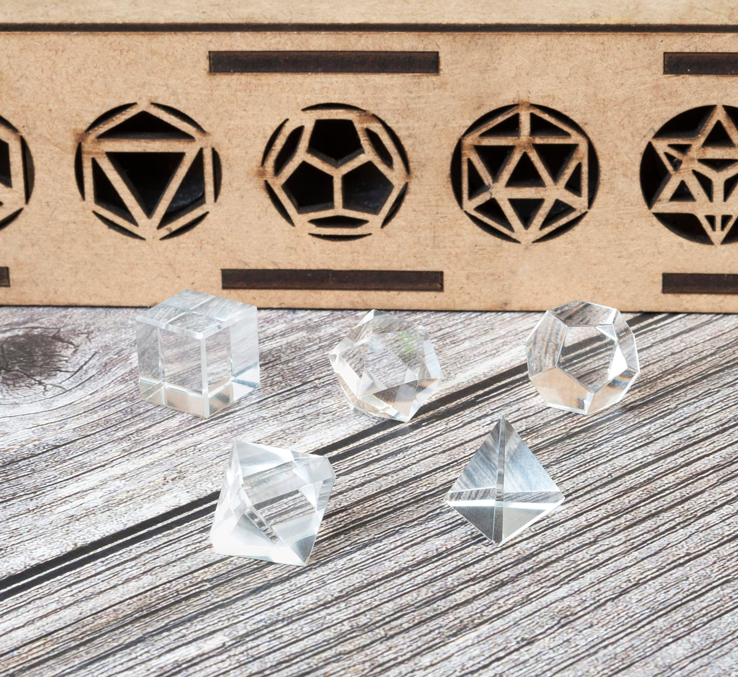 ZAICUS Clear Quartz 5 Pcs Platonic Solids Crystal Geometry Set, Platonic Solids Sacred Geometric Stones for Meditation Reiki Balancing Healing Chakra Stone Cleansing Spiritual Good Luck (15-20 mm)