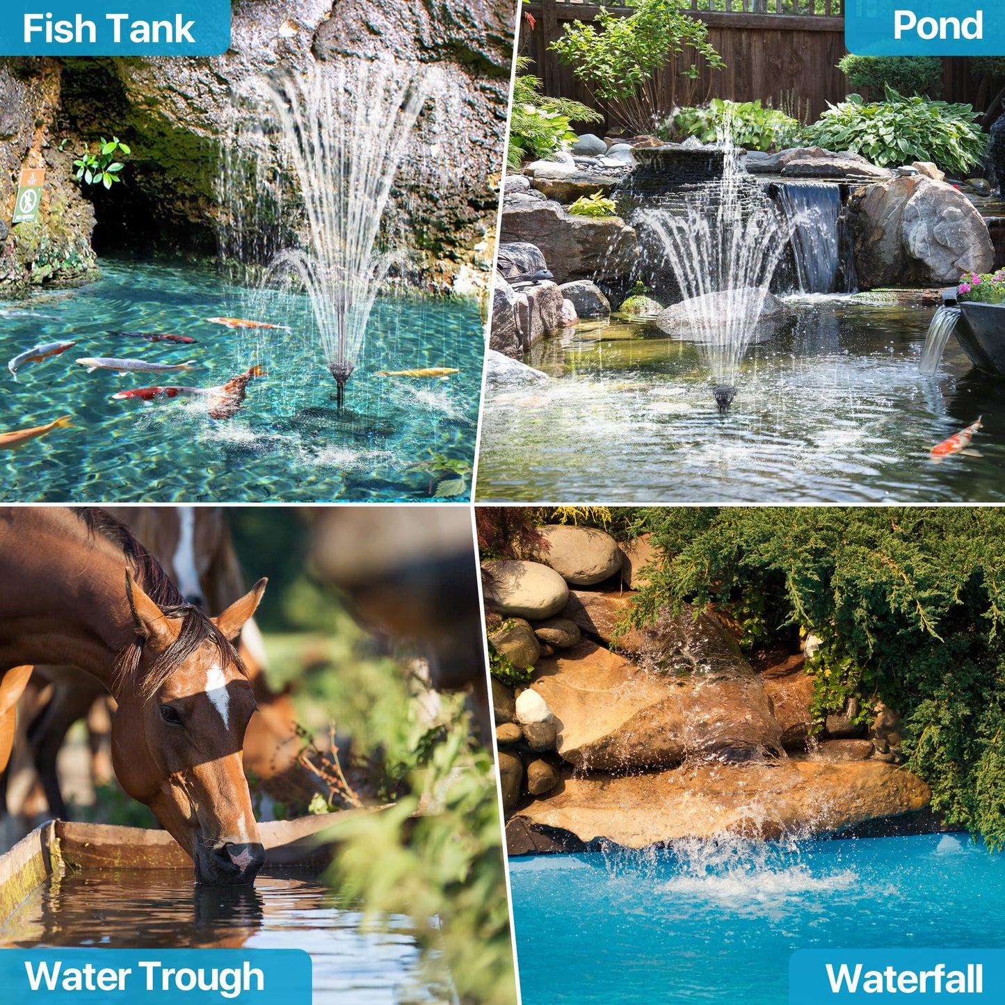 POPOSOAP 55W Solar Fountain Pump with Pond Filter Box, Solar Pond Pump 580GPH Adjustable Flow, Pond Filters for Outdoor Ponds Fish Tank Pool Waterfall Koi Pond Water Features