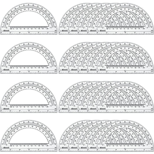 EBOOT 24 Pack Plastic Protractors Math Protractor 180 Degrees 6 Inch (Clear)