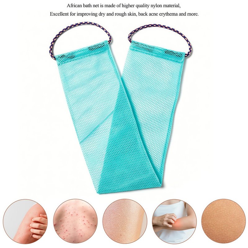 Votuyet 3 Pack African Net Sponge, Long Exfoliating Net Washcloth Bath Sponge, Wash Net Body Back Scrubber for Shower/Loofah Users