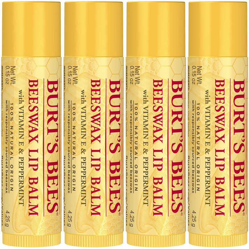 Beeswax Lip Balm Pack by Burts Bees for Unisex - 4 x 0.15 oz Lip Balm
