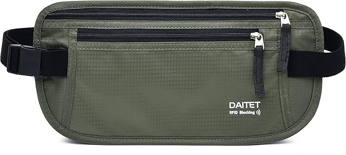 RFID Blocking Money Belt for Men Women, Slim Fanny Pack for TravelÃ¯Â¼ÂRunning,Conceal Waist Wallet for Passport Holder,Phone,Cash(Dark Olive Green)
