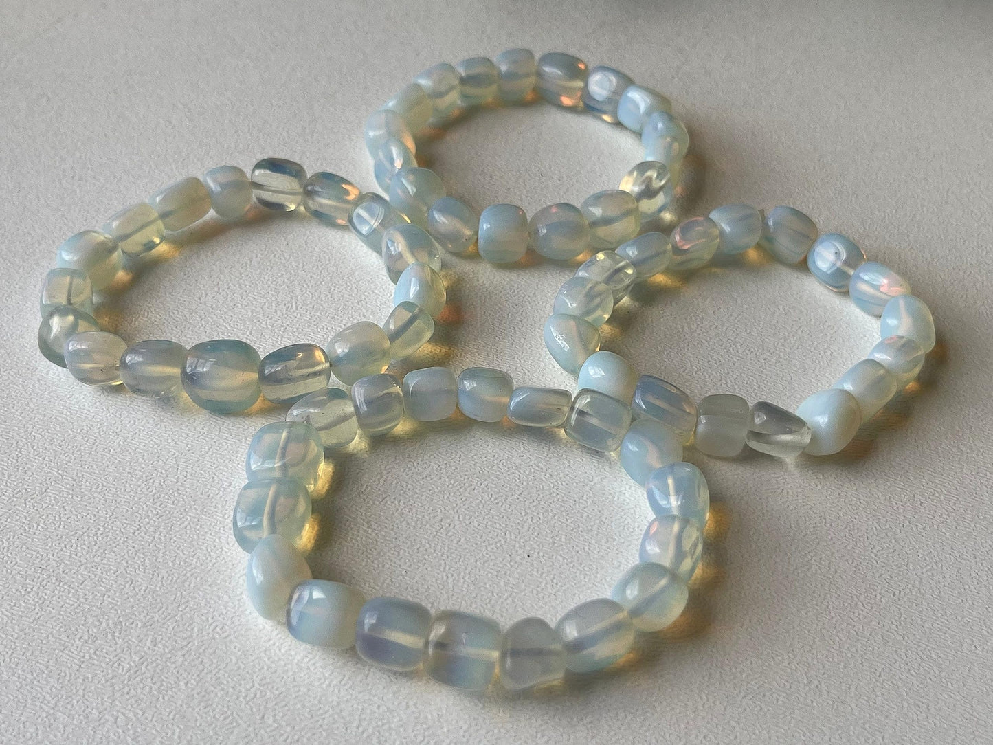 GAF TREASURES Opalite Crystal Nugget Bracelet, Genuine Opalite Tumbled Gemstone Bracelet, Healing Crystal Bracelet, Gift for Men & Women (1)
