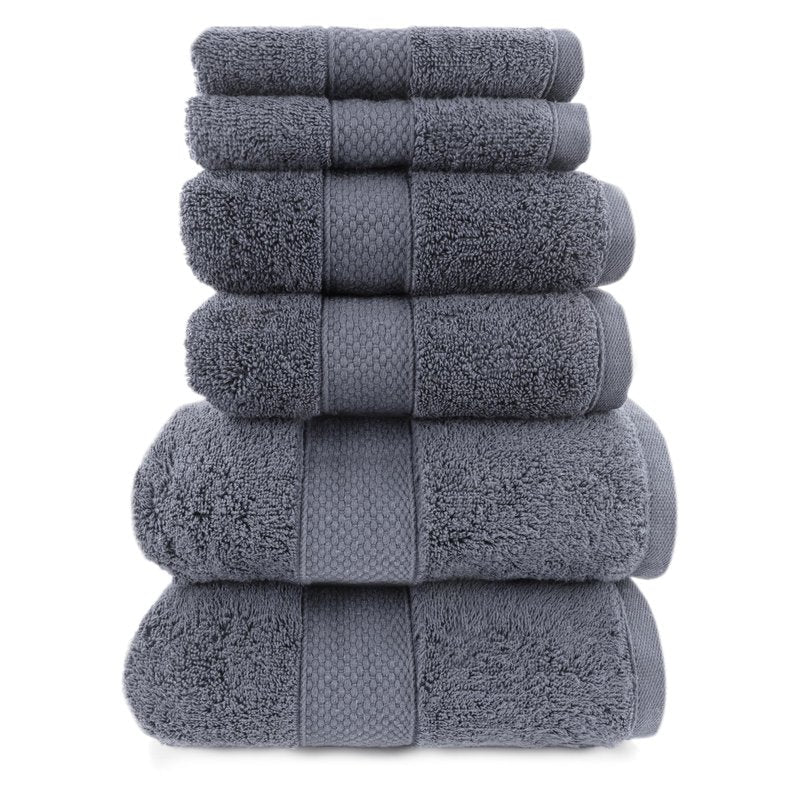 Maisonette Loft Egyptian Cotton Turkish Bathroom Towels Set, Soft & Absorbent, Ideal Quick Dry Luxury Hand & Large Bath Towels, Washcloths (6 Pack), Dark Grey (Charcoal)