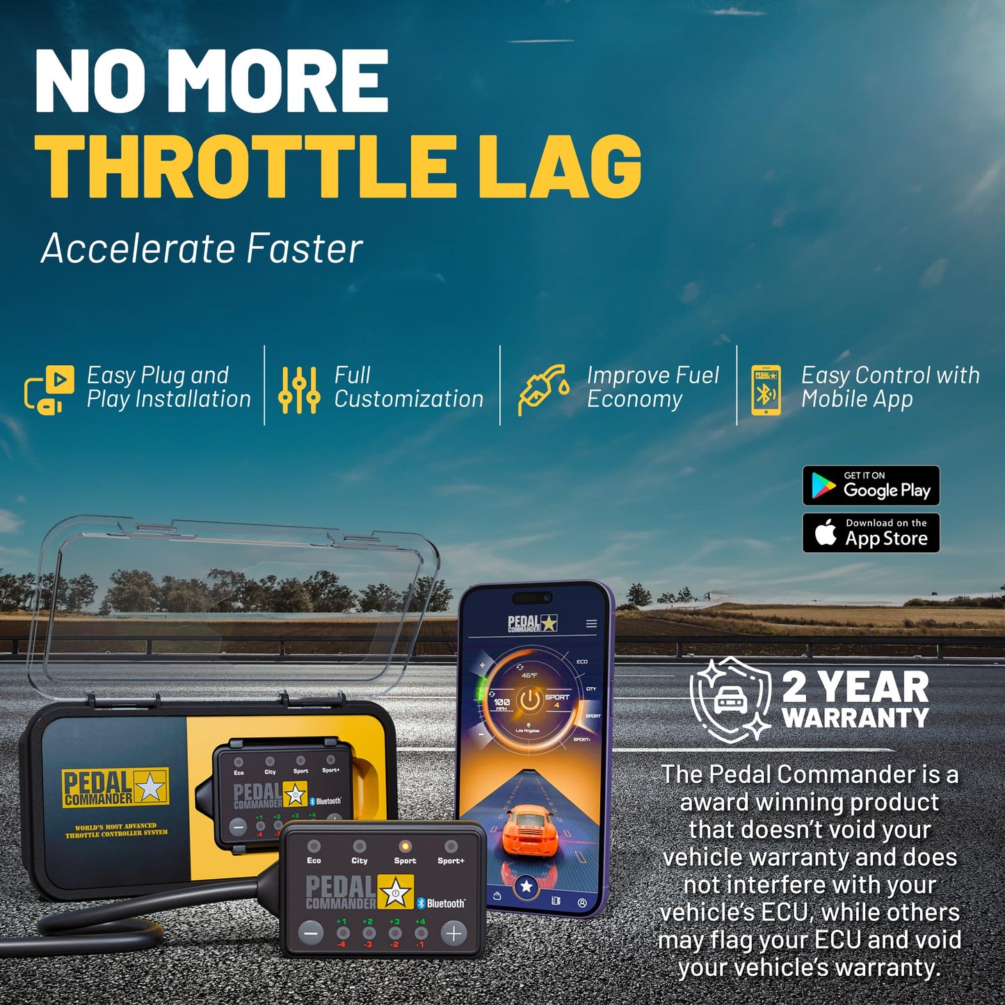 PEDAL COMMANDER for Jeep Wrangler JK 2007-2018 Throttle Response Controller - Plug-and-Play Upgrade, App Control, Throttle Controller Off-Road Performance Mods Jeep Wrangler Accessories