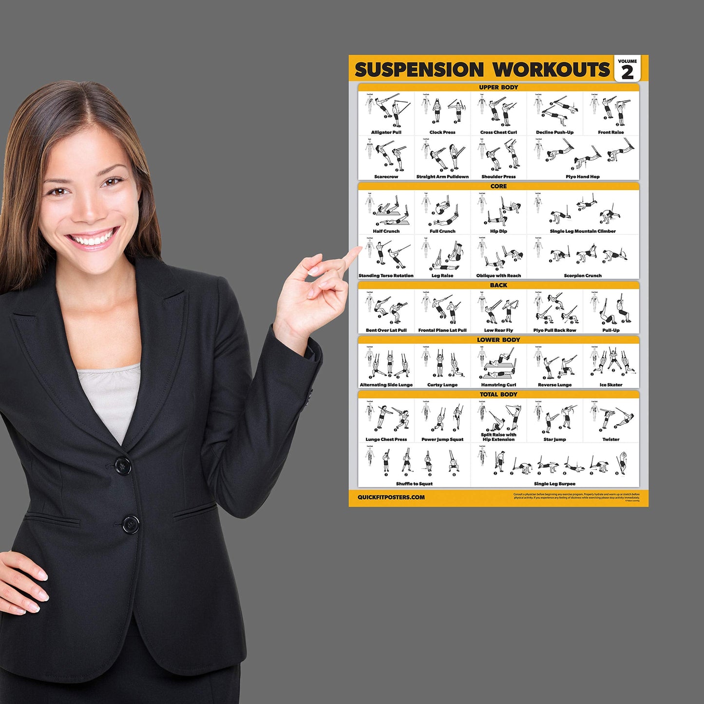 Palace Learning 3 Pack Suspension Workout Posters - Volume 1, 2 & 3 - Exercise Charts (LAMINATED, 18" x 24"")"