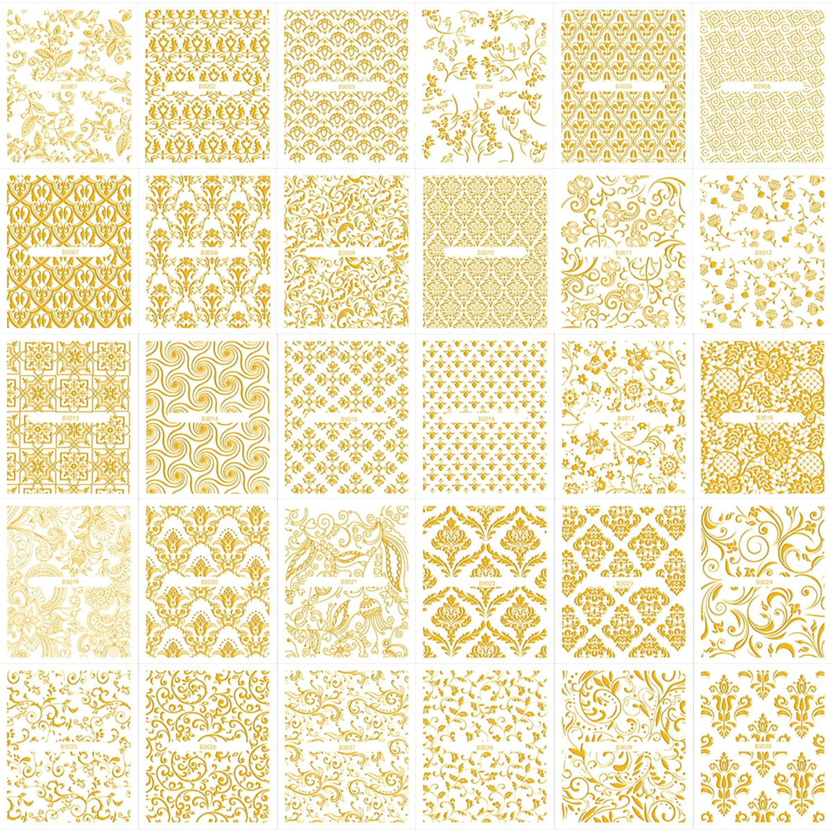 30 Sheet Nail Stickers,Gold Lace Flower Nail Art Stickers,3D Self-Adhesive Nail Decals,with Hollow Retro Floral Vine Design Spring,Gold Lace Floral Acrylic Nails Supplies for Women Manicure Decor