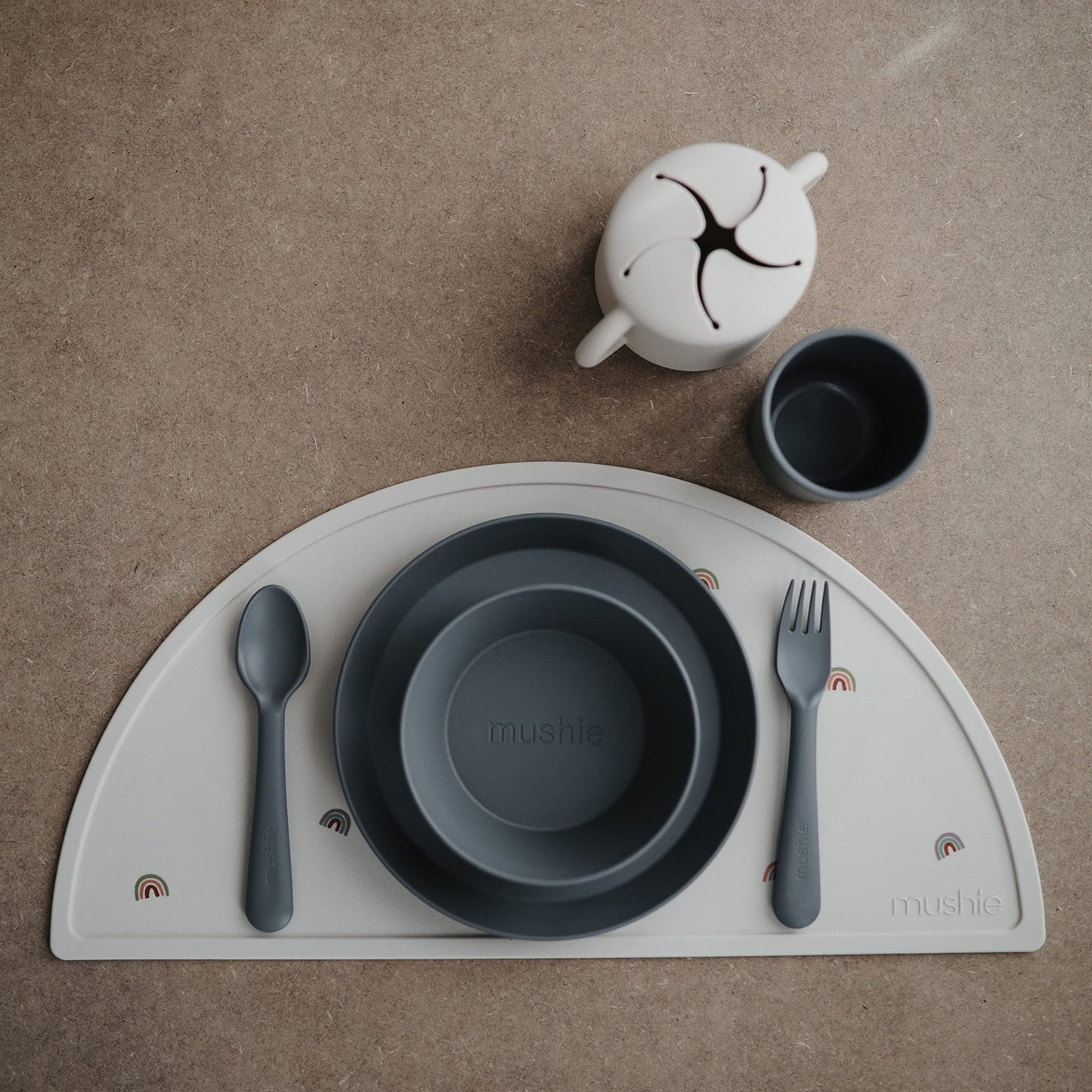 mushie Dinnerware Cups For Kids | Made in Denmark, Set of 2 (Smoke)