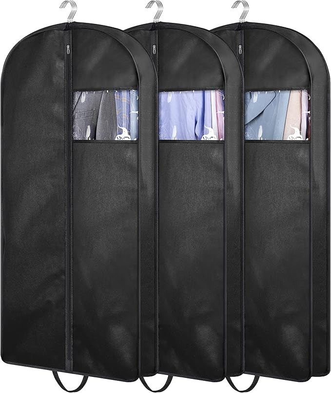 KIMBORA 43" Suit Bags for Closet Storage and Travel, Gusseted Hanging Garment Bags for Men Suit Cover With Handles for Clothes, Coats, Jackets, Shirtsï¼3 Packsï¼
