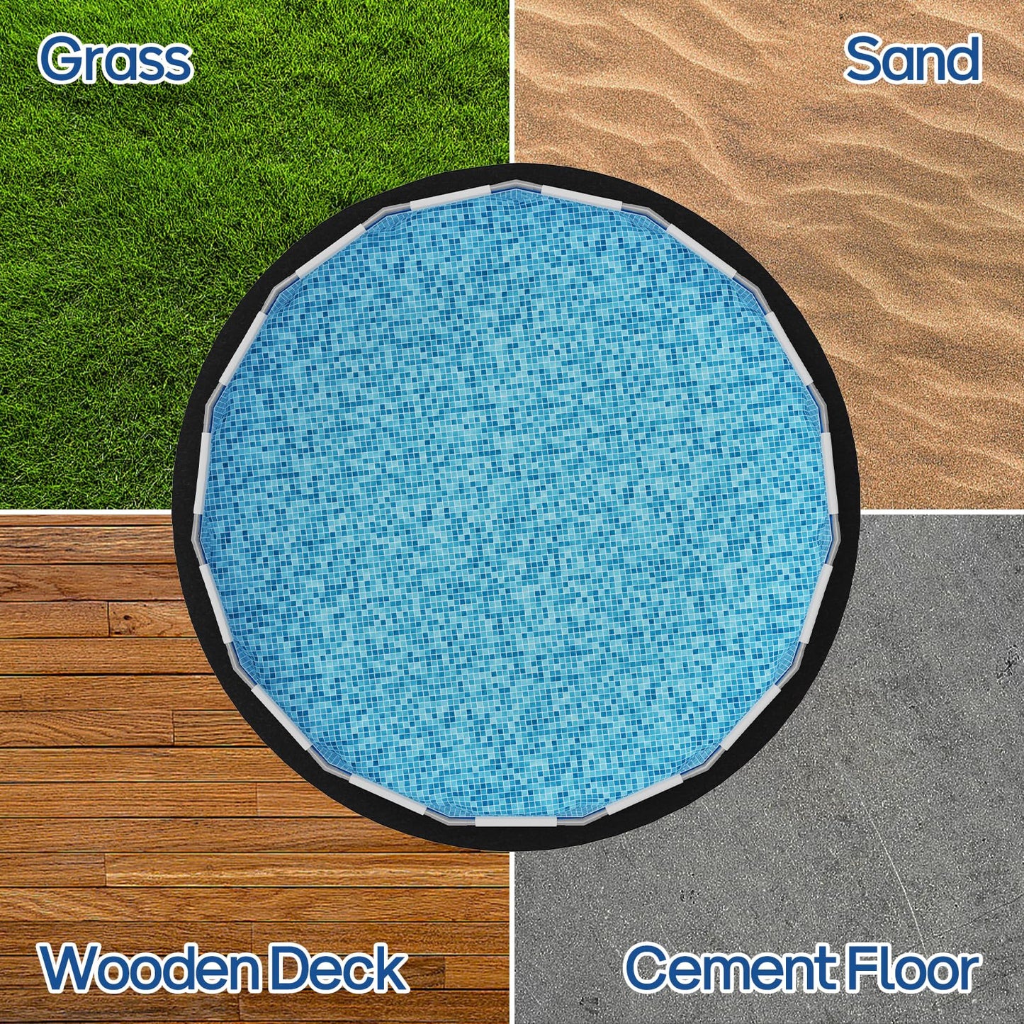 Mosenpol 15 FT Round Pool Liner Pad for Above Ground Pool, Durable Pre-Cut Under Pool Padding, Puncture Protection and Extend Liner Life