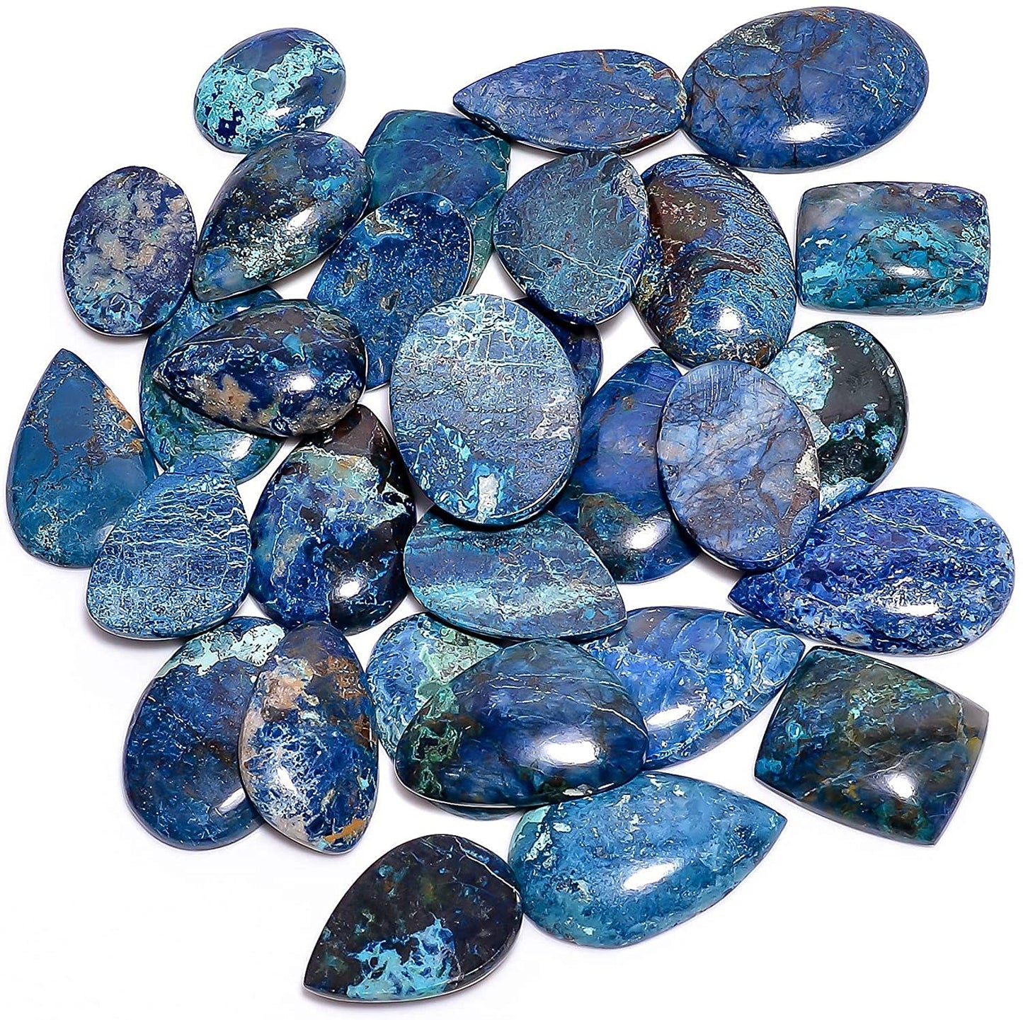 GEMKORA™ 4pcs Shattuckite Gemstone Wholesale Cabochons Lot, Jewelry Making Loose Gemstone, Polished Home Decor Specimen, DIY, Wire Wrapping, Reiki, Healing Crystals, Bulk