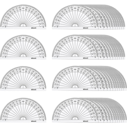 EBOOT 50 Pcs Math Protractors Plastic Protractor 180 Degrees, 4 Inches(Clear)