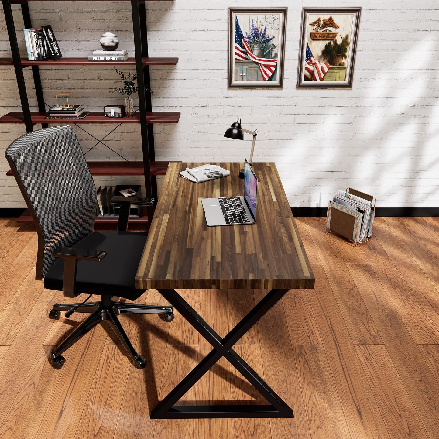 CONSDAN Butcher Block Counter Top, Walnut Solid Hardwood Countertop, Wood Slabs for Kitchen, Reversible, Both Side Polished, Prefinished with Food-safe Oil, 1.5" Thickness, 42"x25"