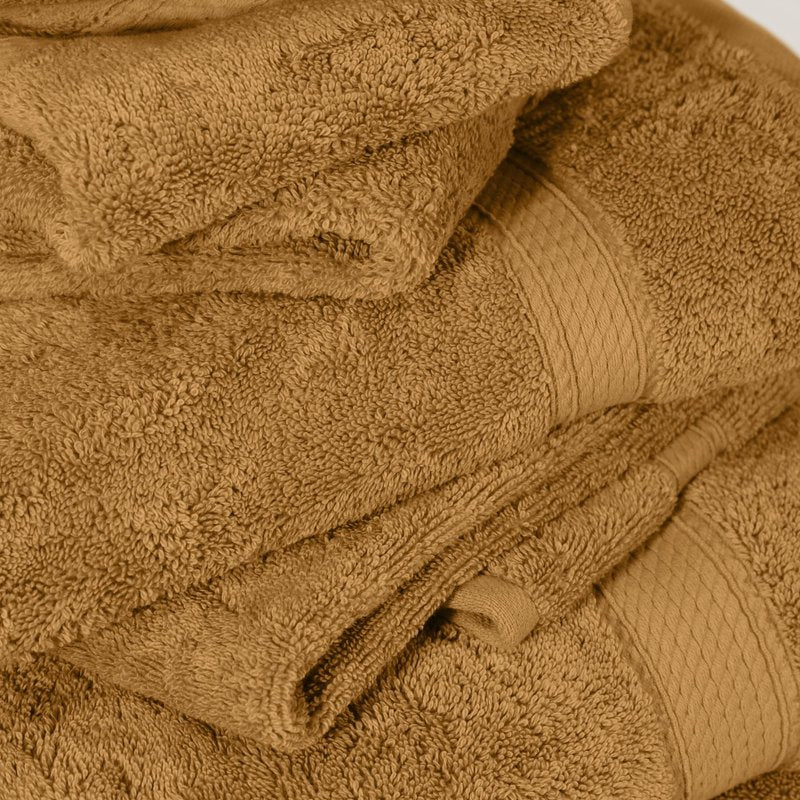 Superior Egyptian Cotton Pile 6-Piece Towel Set, Includes 2 Bath, 2 Hand, 2 Face Towel/Washcloth, Heavyweight, Ultra Soft Luxury Towels, Thick Plush Essentials, Guest, Spa, Hotel, Gold