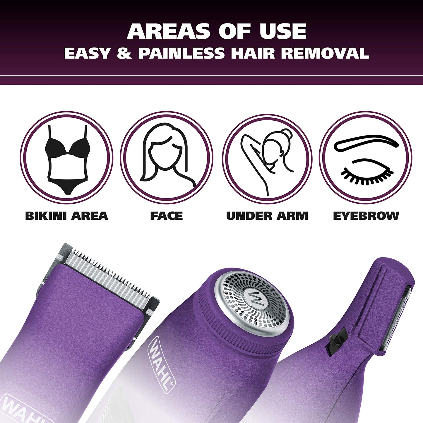Wahl Pure Confidence Rechargeable Electric Trimmer, Shaver, & Detailer for Smooth Shaving & Trimming of The Face, Underarm, Eyebrows, & Bikini Areas – Model 9865-100