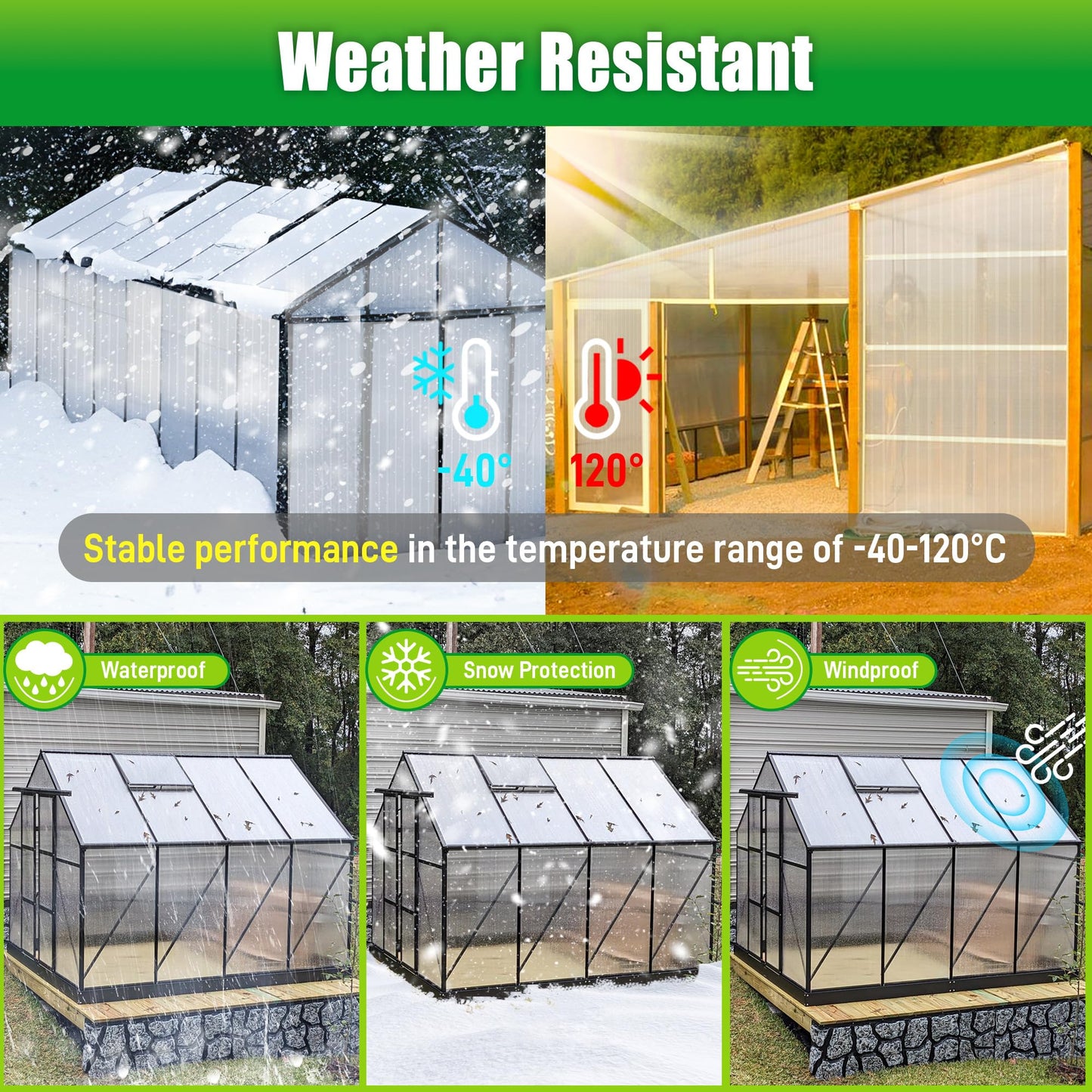 Sinimaka 10 Pack Polycarbonate Greenhouse Panels, 8' x 4' x 0.24'' Twin-Wall Polycarbonate Sheets, All Weather Clear Roof Panels Greenhouse Replacement Panels