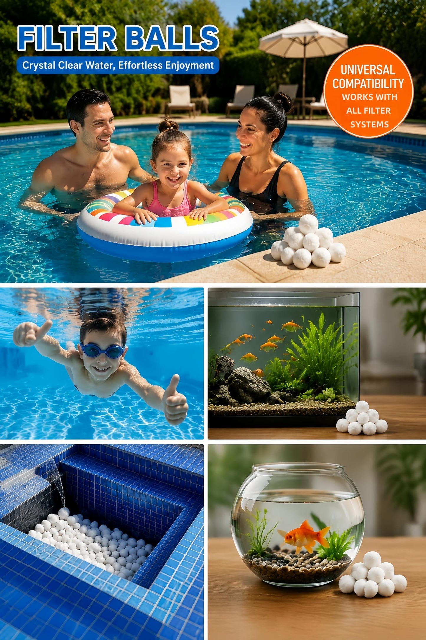 LYQC 1.5 lbs Pool Filter Balls Eco-Friendly Fiber Filter Media for Swimming Pool Sand Filters (Equals 25kg/50lbs Pool Filter Sand)
