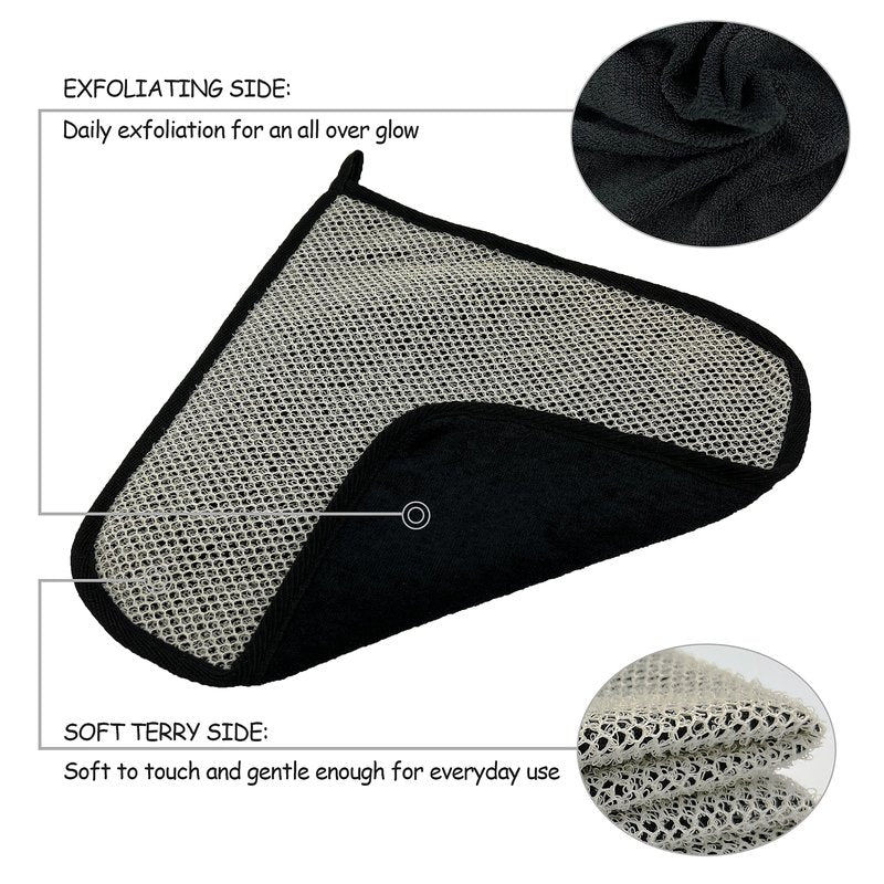 5 Pack Soft Weave Home Spa Bath Shower Exfoliating Massage Face Body Wash Cloths, Dual-Sided With Exfoliating Scrub and Soft Terry Cloth Towel