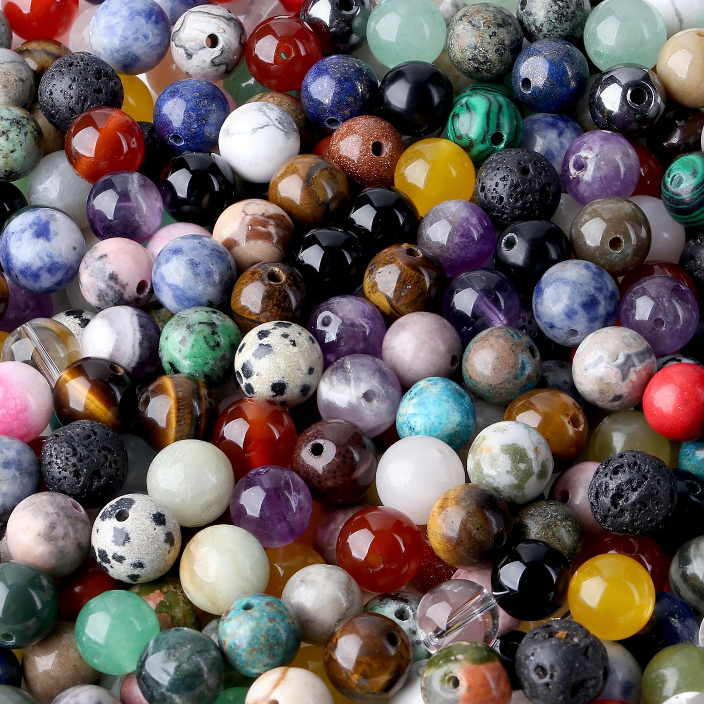 QINJIEJIE 8mm Beads Crystal Beads Colorful 100PCS Stone Beads Round Beads Loose Gemstone Beads Stone Beads for Jewelry Making DIY Bracelet Necklace Earrings Crystal Beads for Jewelry Making