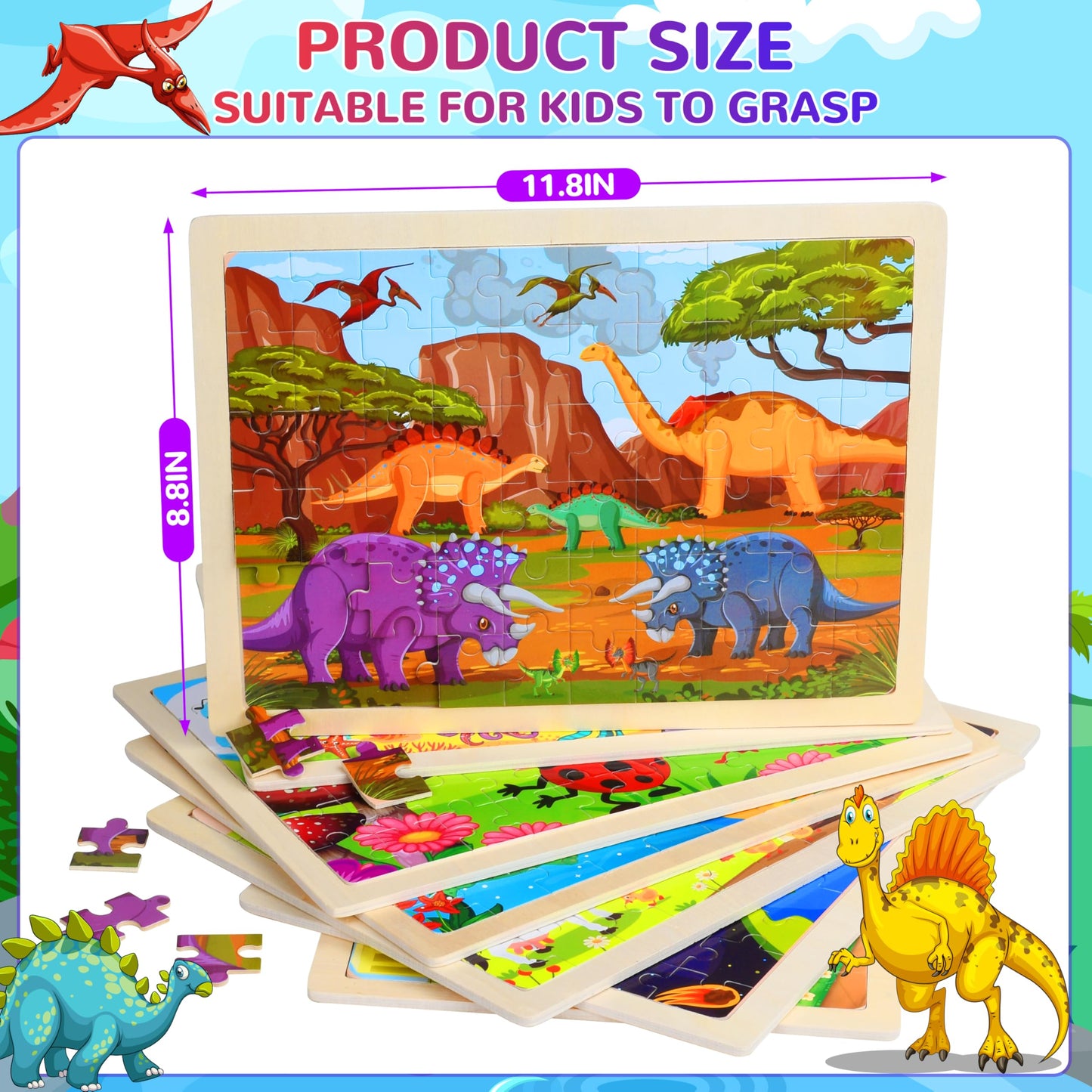OCTERIC 7 Packs Puzzles for Kids Ages 4-6, 60 PCs Wooden Jigsaw Puzzles Preschool Educational Toys Gifts for Children Ages 4-8, Kids Puzzle for 3 4 5 6 Year Olds Boys Girls