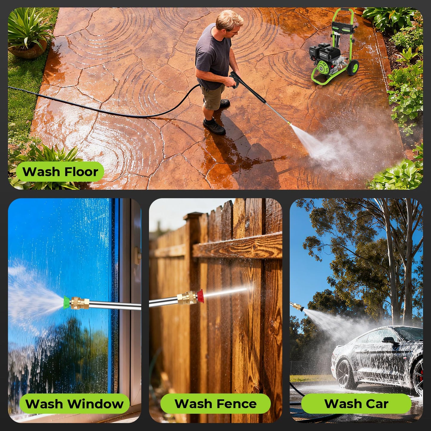 4200PSI Gas Pressure Washer 4.0GPM Gas Power Washer 212CC Gas Powered Washing Machine Commercial High Pressure Washer with 25ft Hose&5 Nozzles for Patio Garden Yard Vehicle,EPA/CARB/ETL