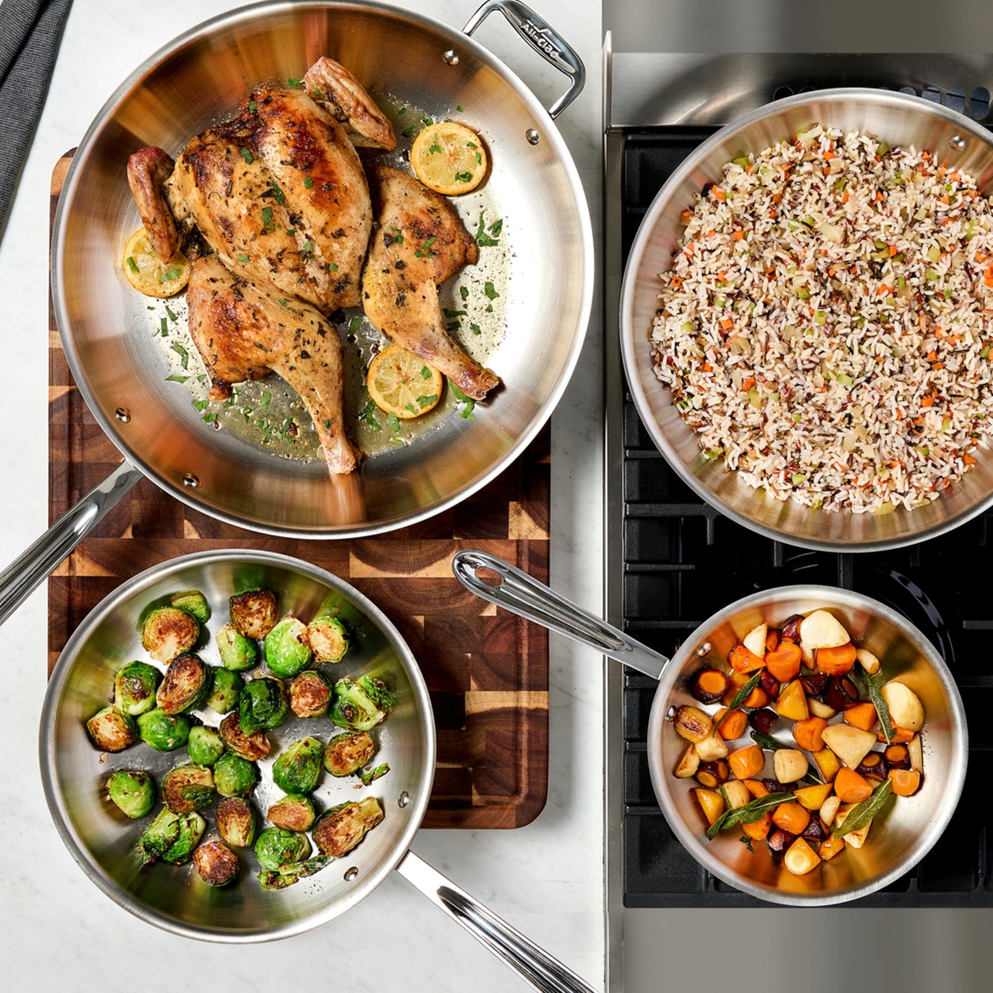 All-Clad D3® Stainless Steel 10 and 12 inch Frying Pans Set - Made in the USA- The Original Bonded Professional Cookware- Oven Safe & Induction Compatible