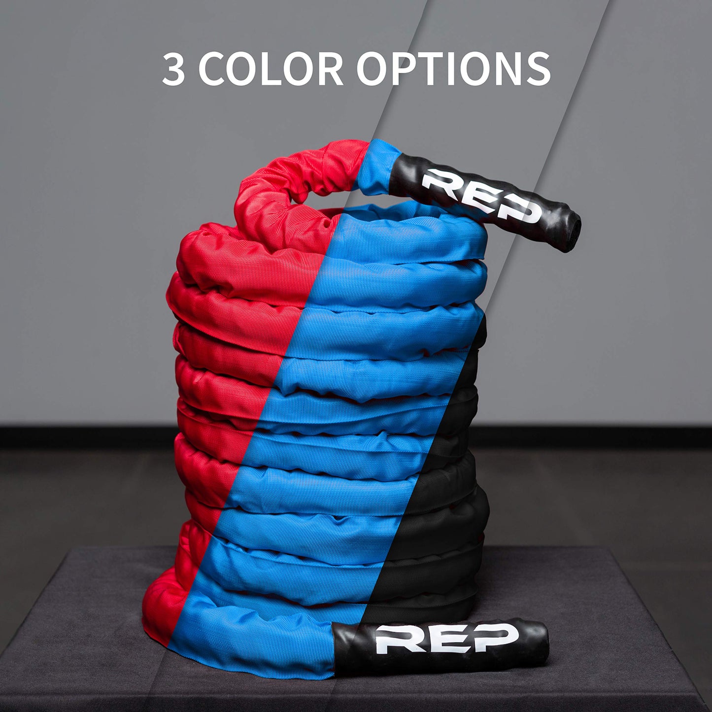 REP Battle Ropes - PolyDacron Battle Rope for Strength and Conditioning Workouts – 1.5" and 2" Diameter, 30ft, 40ft, 50ft Lengths with Optional Cover Sleeve (Red with Sleeve, 2.0 x 30 ft)