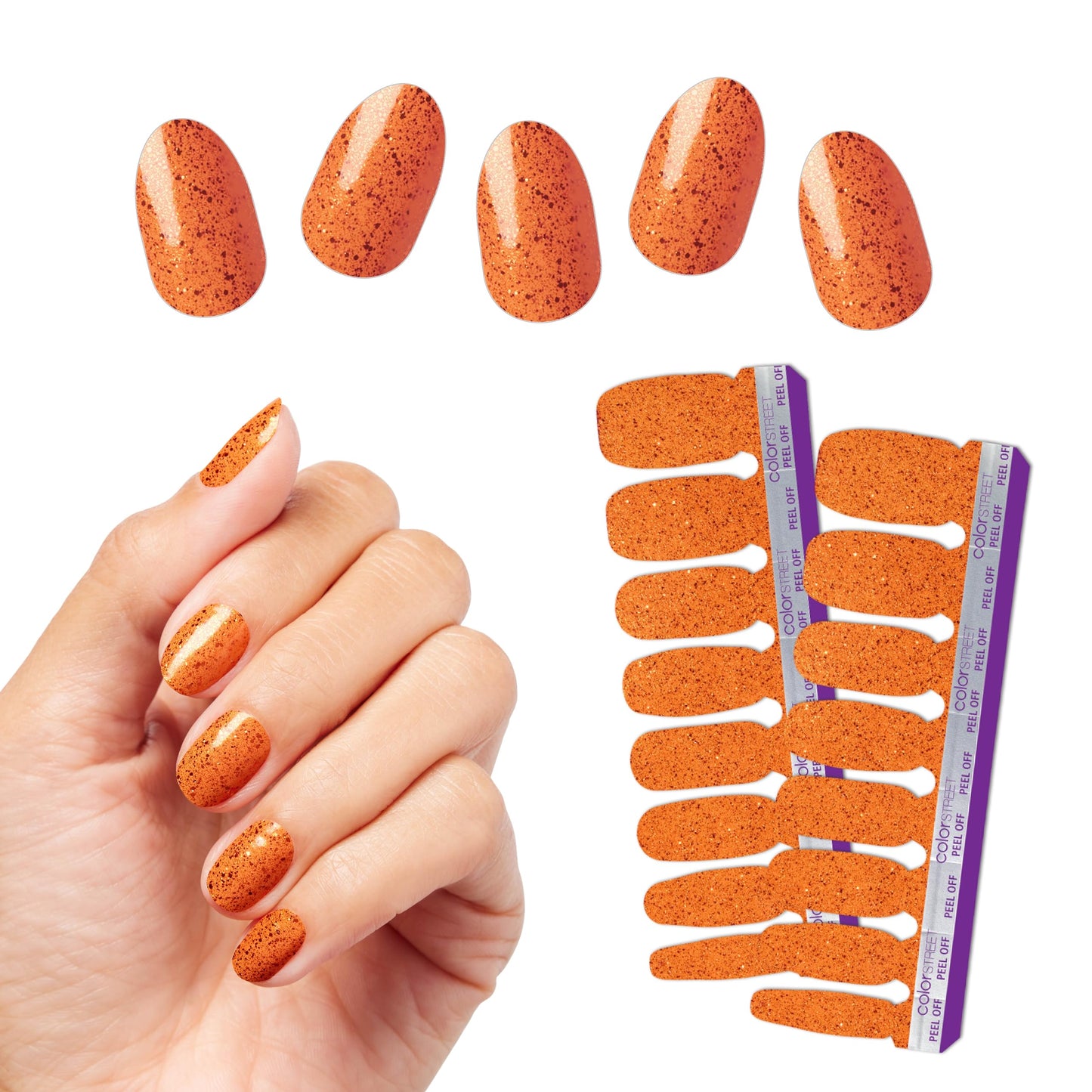 Color Street - Ominous Orange Nail Polish Strips - Real Nail Polish Stickers for Costume, Cosplay, Party & Festival Looks - 16 Double-Ended Strips
