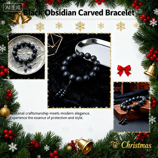 CZHECYN Om Mani Padme Hum Bracelet, 16 Beads Natural Crystal Mala, Adjustable Buddhist Mantra Beaded Wrist Wrap for Meditation & Yoga (BLACK)