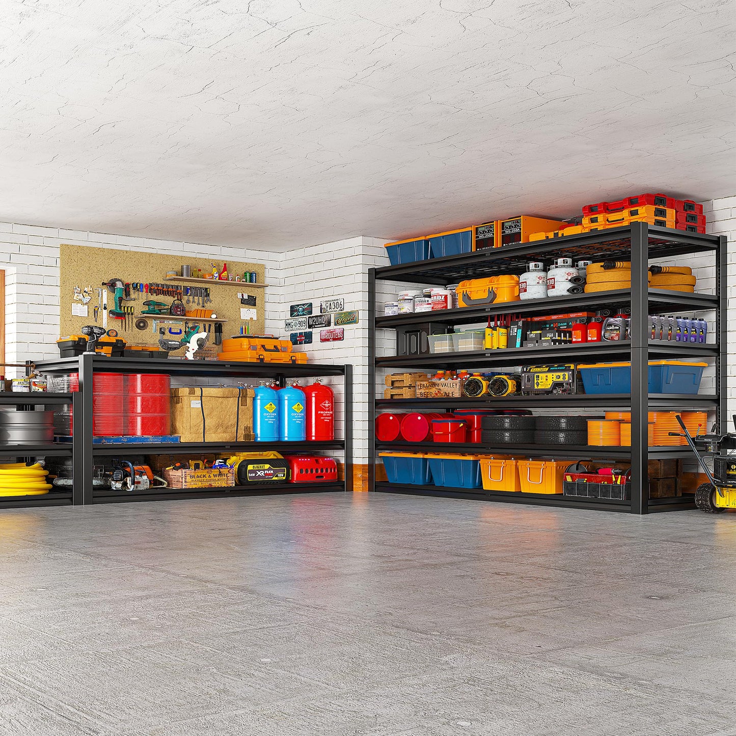 REIBII Garage Shelving 3500LBS, 6 Tier Storage Shelves, Adjustable Heavy Duty Shelving Unit, Metal Shelf for Warehouse, Basement, Pantry, Factory, 55" W x 26" D x 84" H, Black