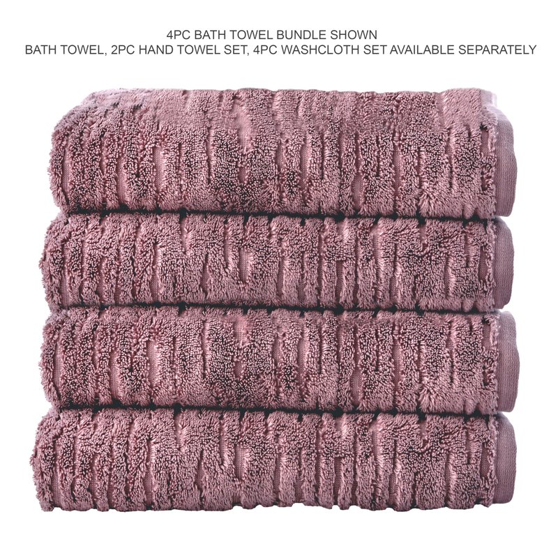 SKL Home CloudSoft Cotton Luxury 4 Pc Bath Towel Set, Plum