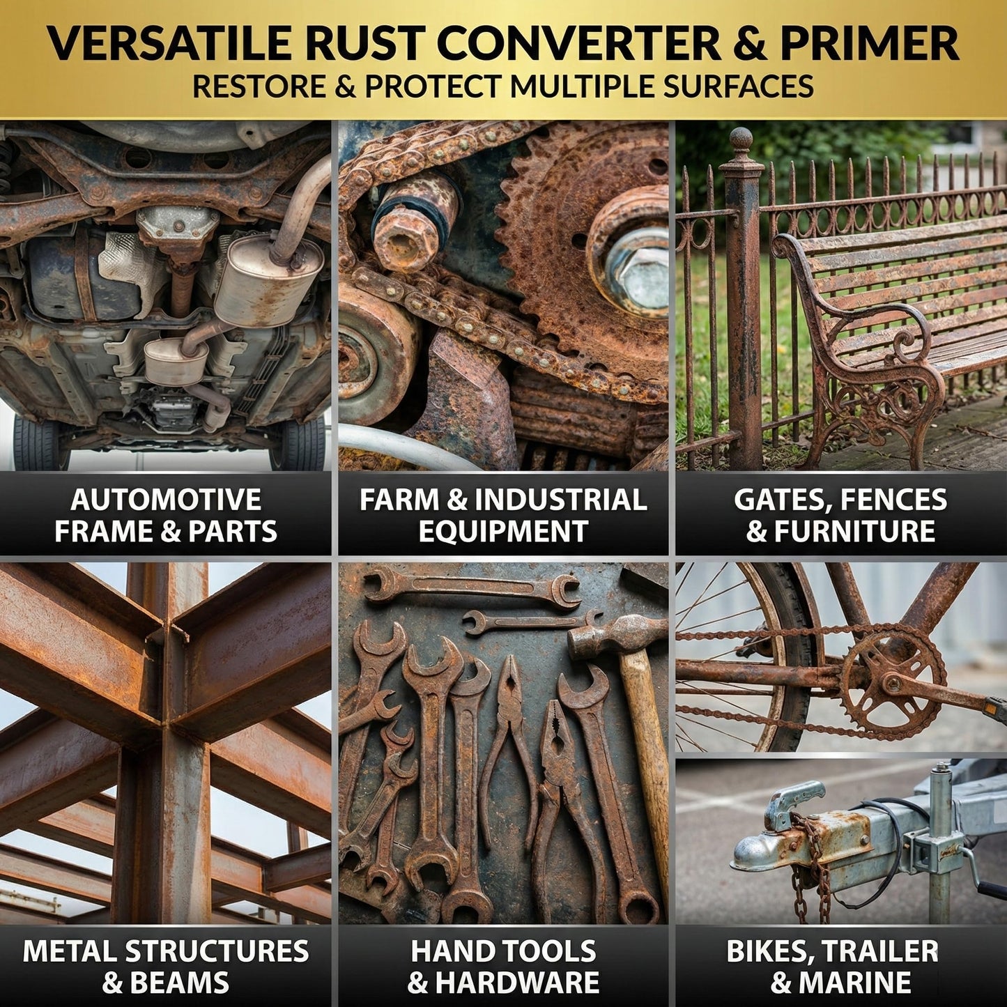 2 in 1 Rust Converter & Metal Primer, 35 oz Black Rust Reformer Paint for Metal, Trailer, Truck Frame, Car Chassis, Ultra Rust Encapsulator & Inhibitor, Heat Resistance Rust Neutralizer & Conversion