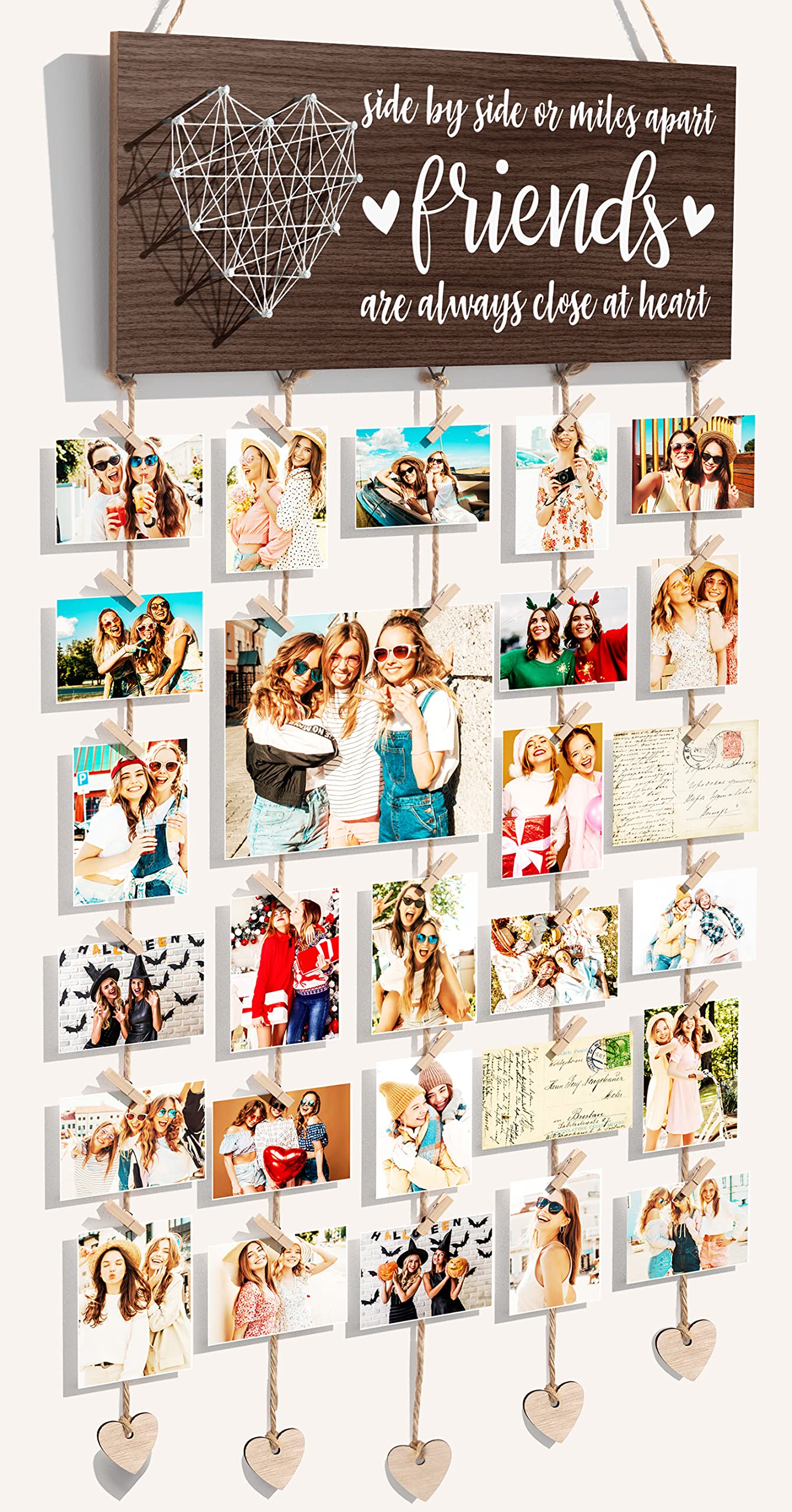 Best Friend Birthday Gifts for Women Teen Girls, Mothers Day Gifts for Best Friend Picture Frame, Long Distance Friendship Gift for BFF Besties Sister Photo Holder Hanging Photo Display Collage Frame