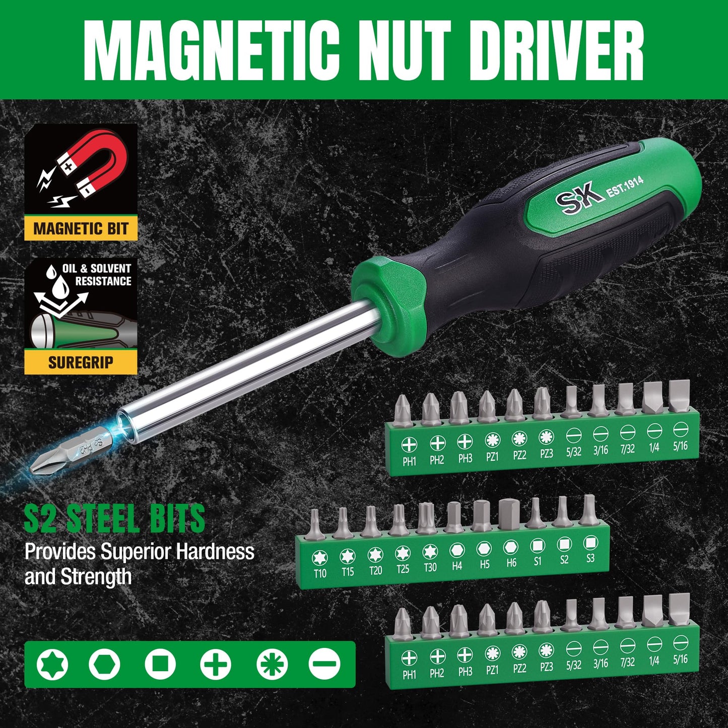SK Mechanics Tool Set, 1/4" & 3/8" & 1/2" Drive Socket with 216-P Ratchet, 149-Piece, SAE & Metric, SuperKrome Finish, with Storage Suitcase