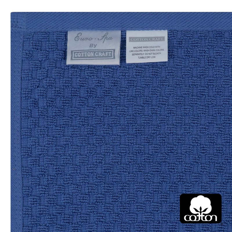 COTTON CRAFT Waffle Bath Sheets - Set of 2 Luxury Euro Spa Waffle Weave Bath Sheet Towels - 100% Ringspun Cotton Bath Sheet - Absorbent Quick Dry Bath Towel Sheet - Oversized 35 x 70 inches - Blue