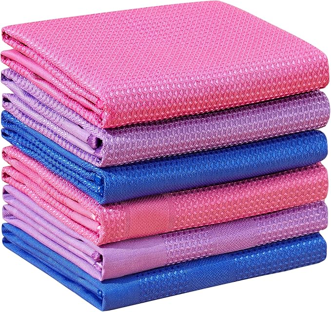 JOYMOOP Microfiber Waffle Weave Cleaning Cloth,Highly Absorbent Kitchen Towels,Quick Drying Lint Free Dish Towels for Kitchen,6 Pack, Mixed Color, 15.7Ã15.7inch