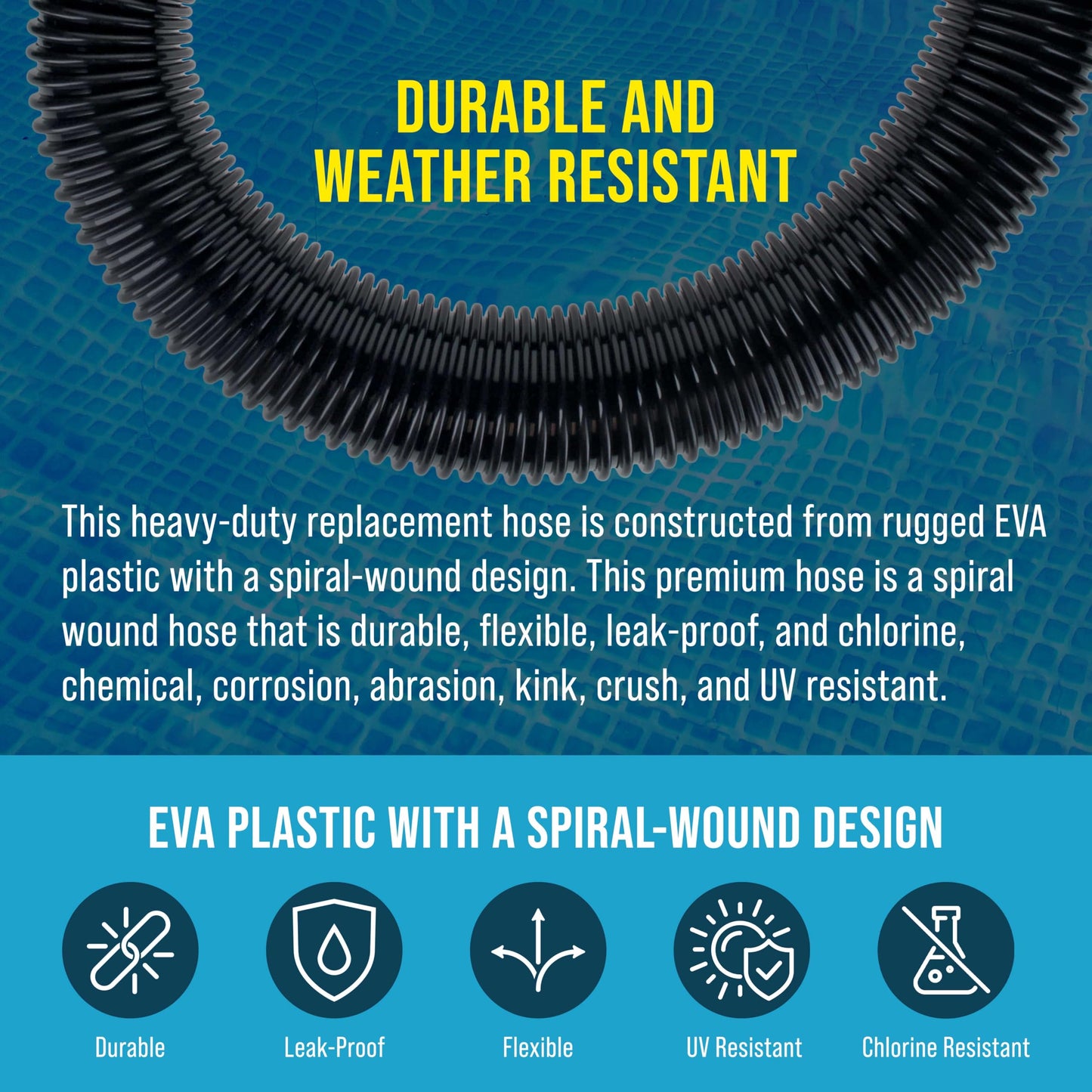 U.S. Pool Supply 4 Foot Heavy-Duty Above Ground Pool Hose, 1.5" - Black Replacement Filter Connecting Hose, Flexible Spiral Wound EVA - Compatible with Intex for Pool Filter Pumps - Skimmer Pump