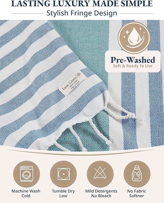LANE LINEN Oversized Beach Towels 4 Pack - Extra Large, Absorbent & Quick Dry, No Sand, Pool Towels for Adults, 39"x71" - Multi