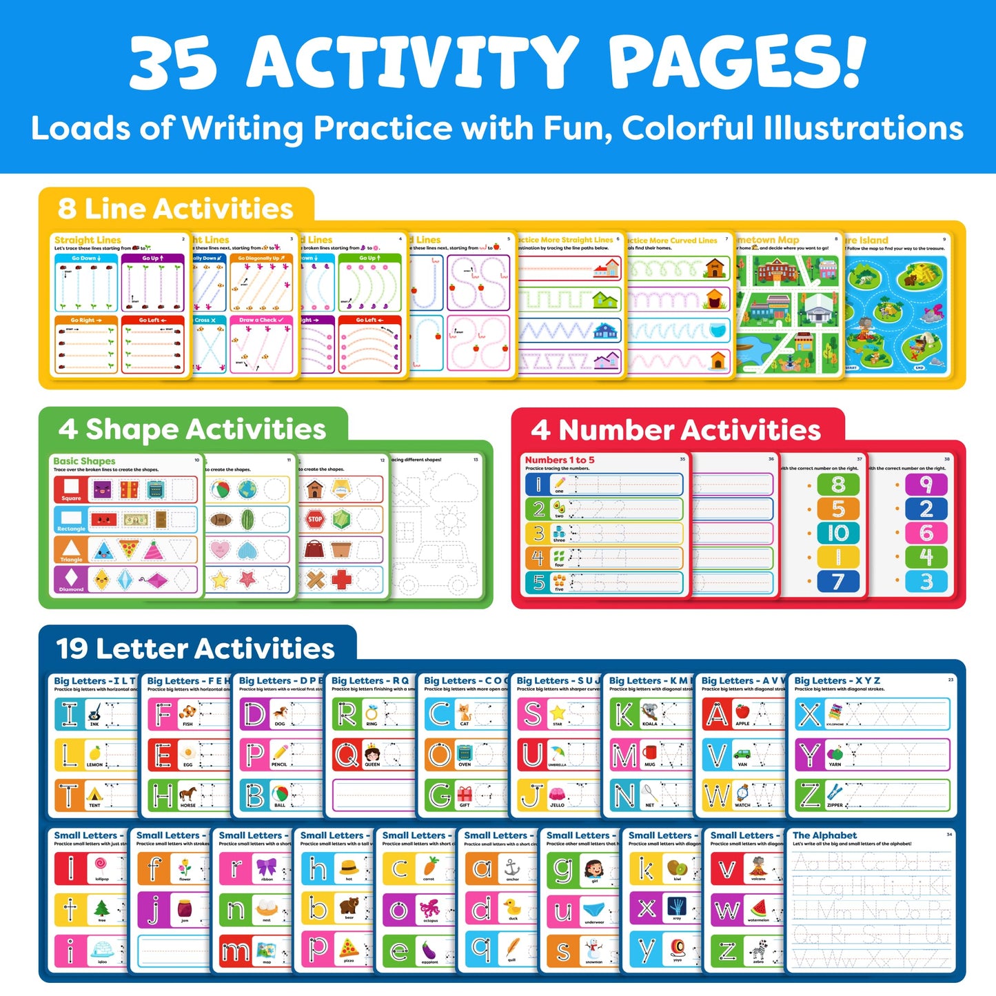 Preschool Learning Activities - Tracing Books for Kids Ages 3-5 - Toddler Handwriting Practice - Letter Tracing for Kids Preschool Kindergarten Workbooks 3-4, 4-5 Learning Books - 3 year old boy gift