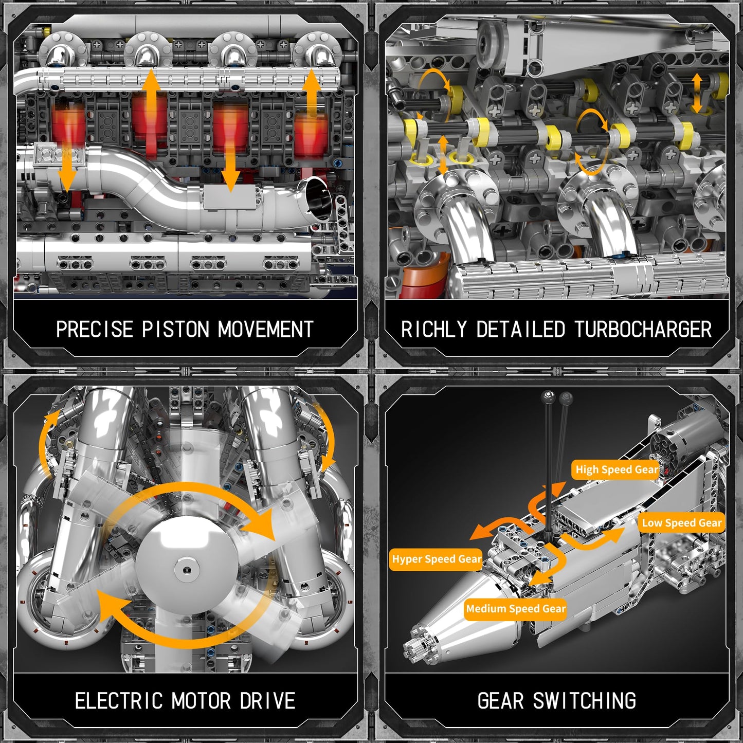 Mould King V8 Twin-Turbo Engine Model Kit That Runs, Mini Engines Building Blocks Set for Adults with Battery and Motor, Engineering Construction STEM Toy for Teens(2899 PCS)