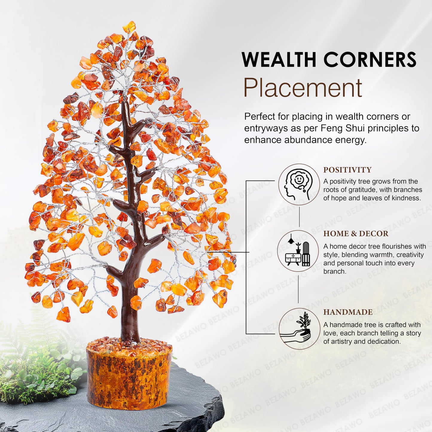 Crocon® Carnelian Crystals Tree, Birthday Gifts for Women, House Warming Gifts New Home Decor, Healing Crystals Spiritual Present, Mom Birthday Gift Her, Orange Decor, Gemstones Money Tree Positivity