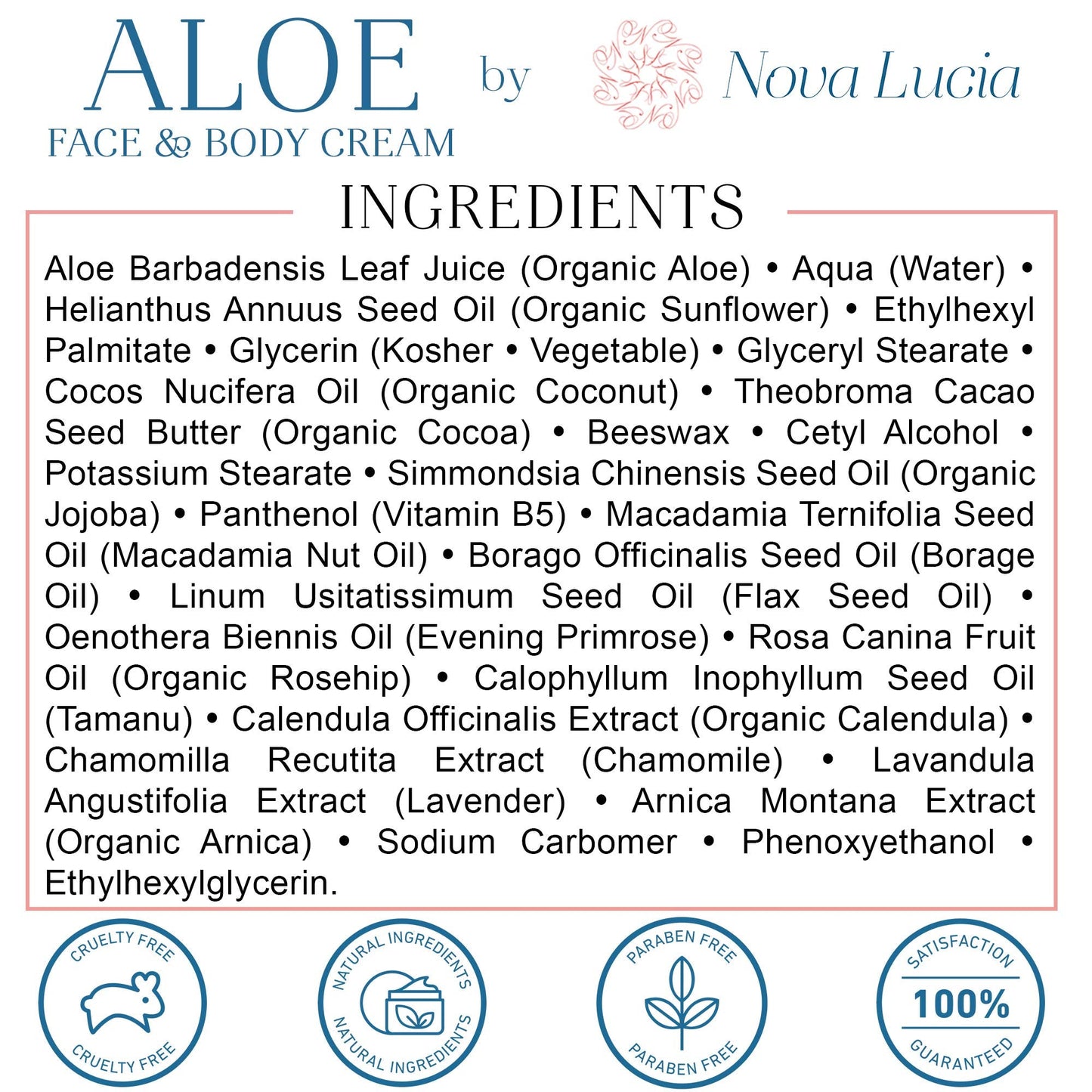 Aloe Vera Cream for Skin – Soothing Moisturizer for Dry, Itchy, or Sensitive Skin, Sunburn Relief, Hydrating Face & Body Cream, Non-Greasy, Fragrance-Free