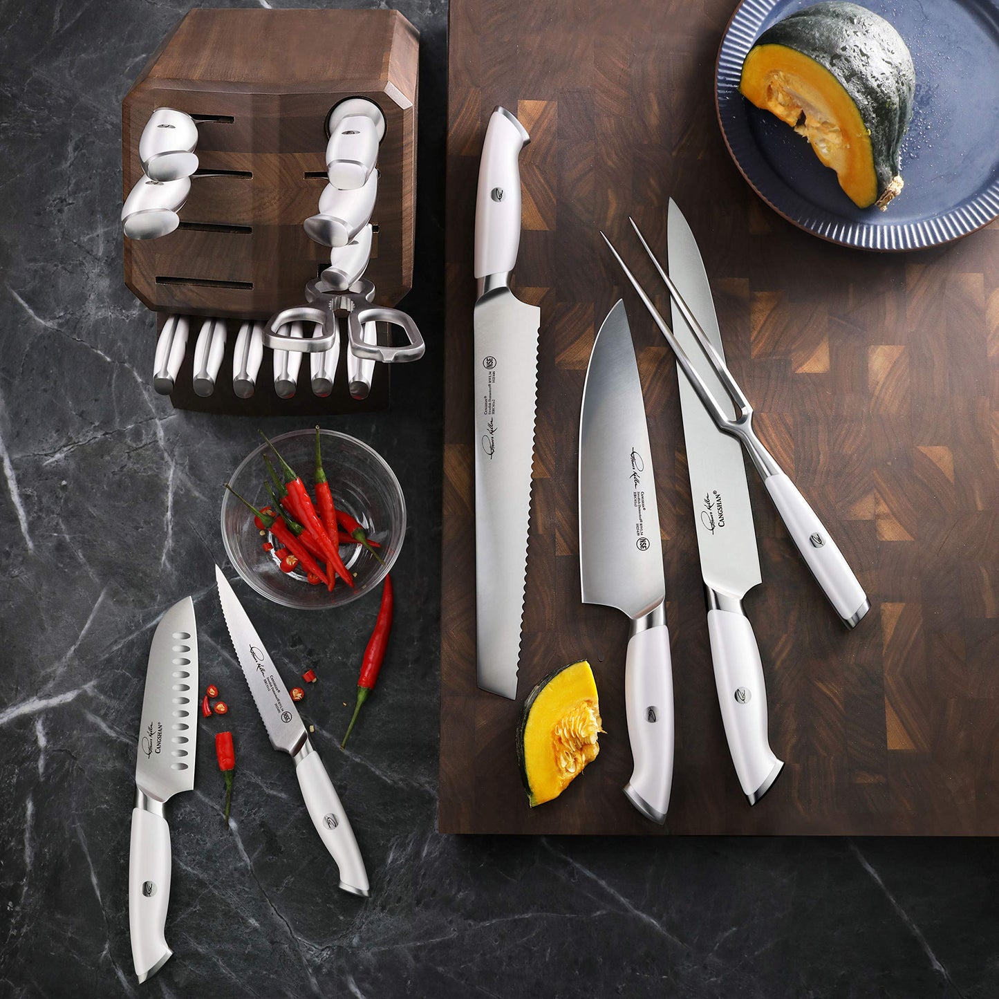 Cangshan Thomas Keller Signature Collection Swedish Powder Steel Forged, 8-Inch Chef Knife, White