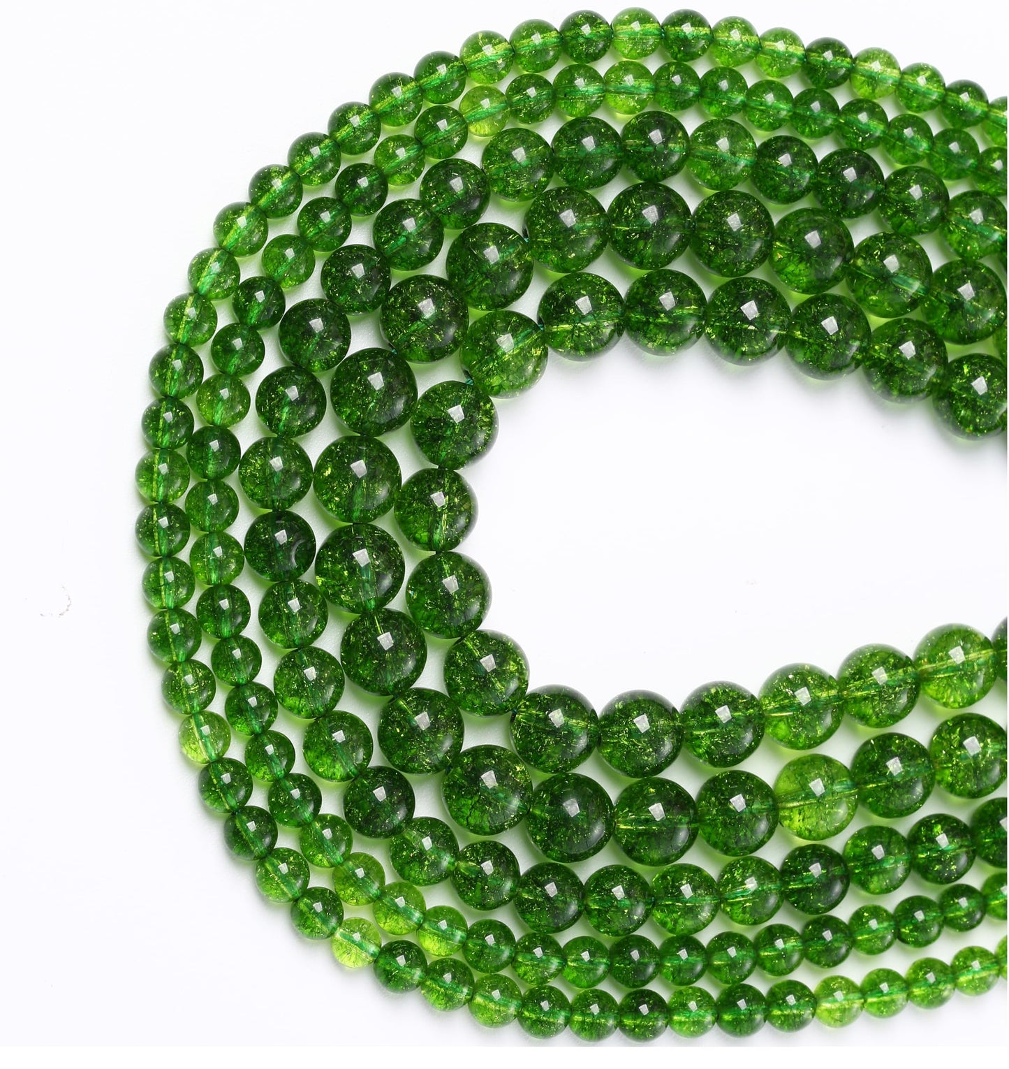Natural Green Crystal Stone Beads for Jewelry Making DIY Bracelet Necklace Jewelry Making 1 Strand 15.5inch 35PCS 10MM