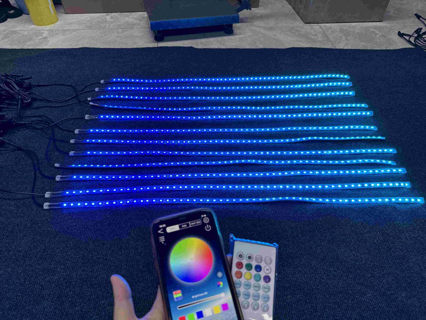 FIJVKNXY 12PCS 4FT IP68 Single Row RGB Dream Chasing Flowing Addressable LED Light Strips - APP/Remote, for Polaris Slingshot/Golf Cart/Ryker/Spyder/Bike/Cycle, Polaris Slingshot Lights
