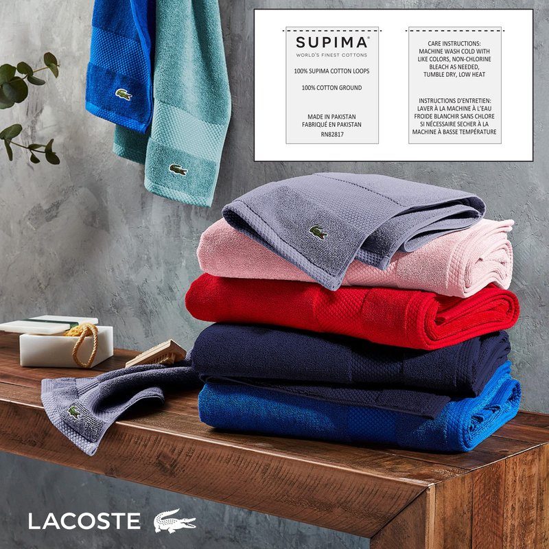 Lacoste Heritage Anti-Microbial Supima Cotton Bath Towel, Magenta, 30" x 54" – Absorbent & Quick Drying, Premium Super Soft Bath Towel, Bathroom Essential, Gift for All Occasions, Machine Washable