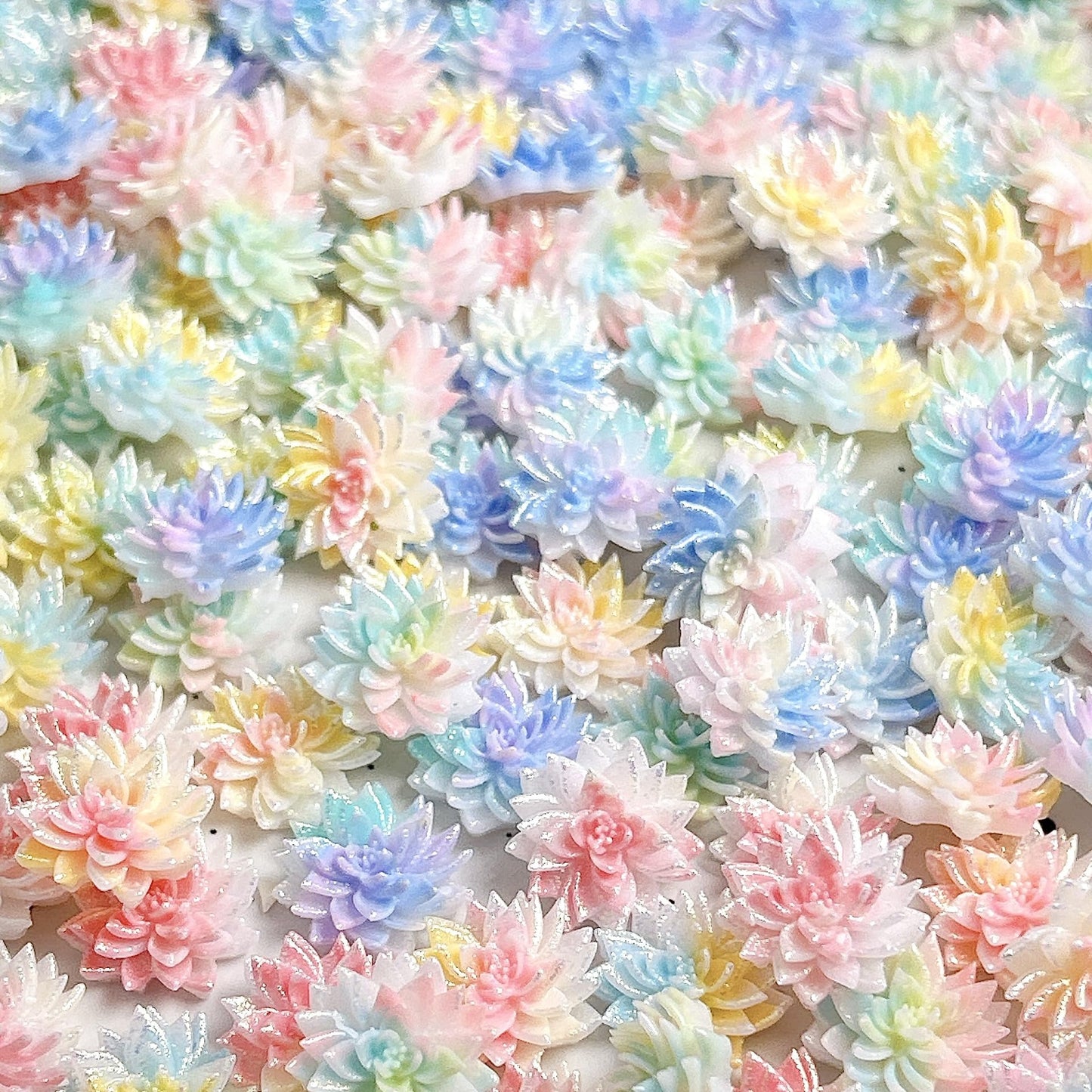 AWDSLUY 50Pcs Colorful Flower Nail Art Charms Glow in The Dark Spring Summer Soft Lotus Color Blocking Nail Charms Nail Supplies 3D Flatback Resin Nail Rhinestone Diamonds for Women Manicure DIY