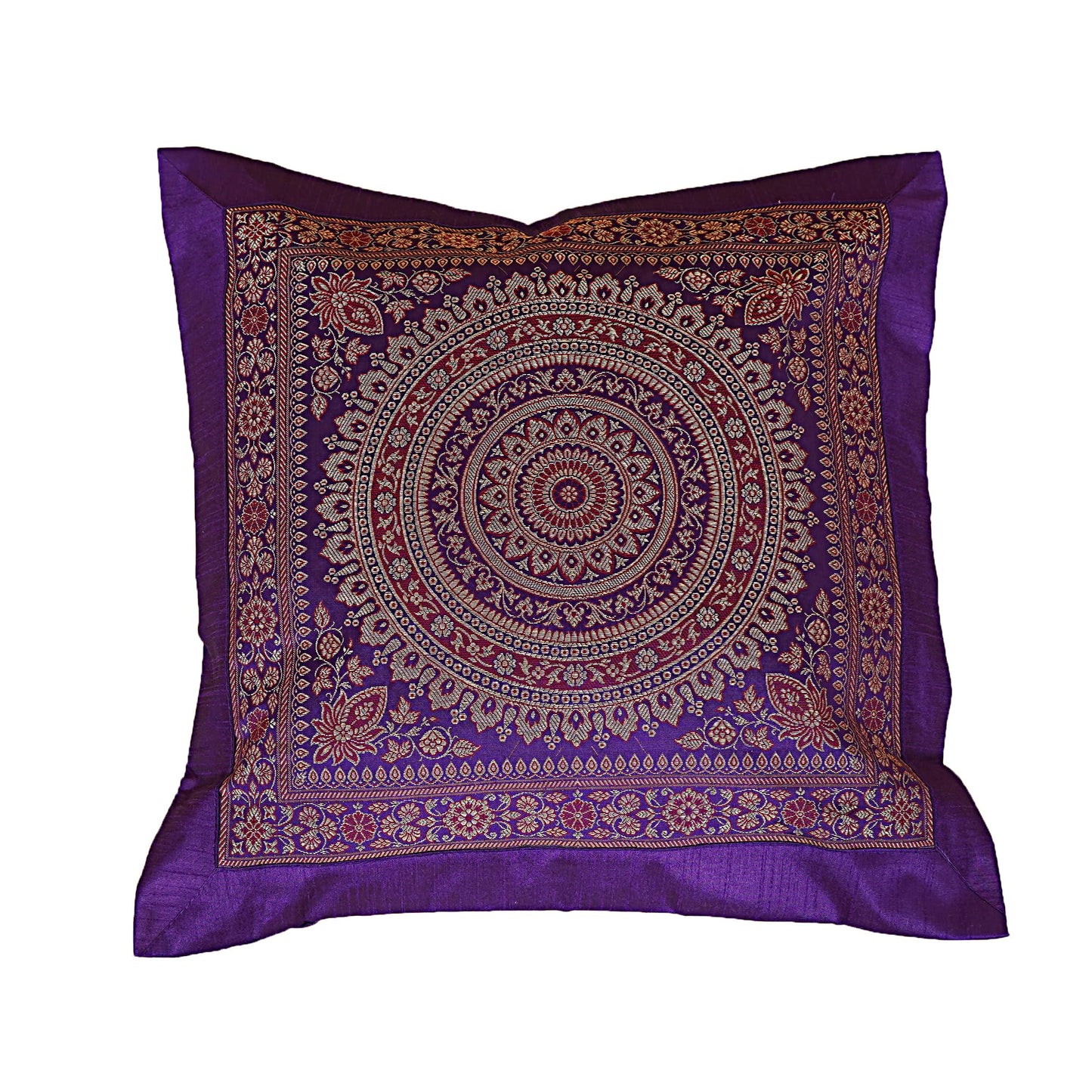 Shubhlaxmifashion Indian Set of 10 PCS 16x16 inch (41x41 cm) Mandala Silk Indian Ethnic Bohemian Decorative Cushion Cover Handcrafted Patchwork Sari Throw Pillow Boho Decor Cushion Covers for Gift