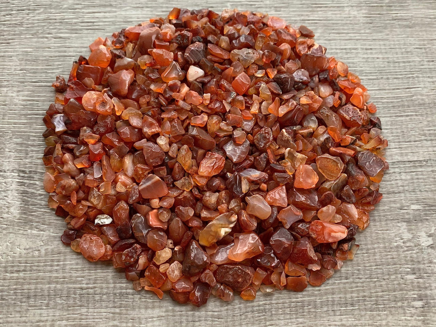 WHOLESALE Natural Semi Tumbled Carnelian Gemstone Chips, Crushed Mini Crystals, Undrilled Crystal Chips (Carnelian, 0.25 Pound)